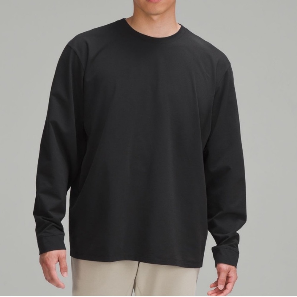 New Men’s Lululemon Pique Oversized Fit Long Sleeve Shirt Large Black